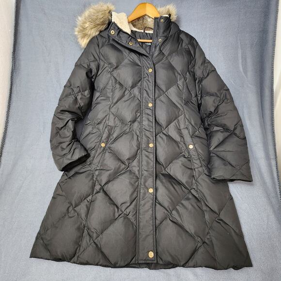Ralph Lauren LRL Womens Coat Medium Diamond Quilted Hooded Puffer Down Filled